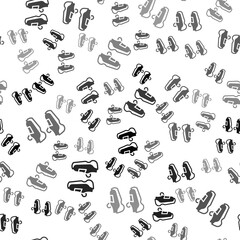 Black Fitness sneakers shoes for training, running icon isolated seamless pattern on white background. Sport shoes. Vector.