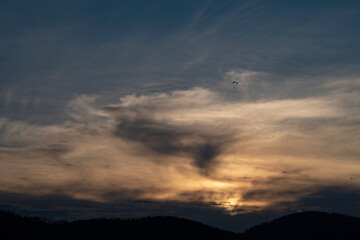 Sunrise on the background of mountains