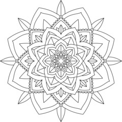 Easy Mandala coloring book simple and basic for beginners, seniors and children. Set of Mehndi flower pattern for Henna drawing and tattoo. Decoration in ethnic oriental, Indian style.