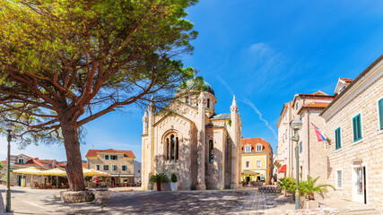 Fototapeta na wymiar Church of St. Jerome in the old town of Herceg Novi, Montenegro
