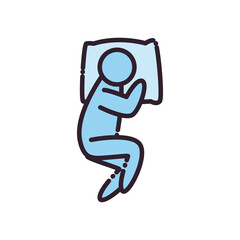 sleeping man avatar lying on pillow line and fill style icon vector design