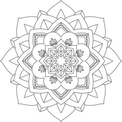 Easy Mandala coloring book simple and basic for beginners, seniors and children. Set of Mehndi flower pattern for Henna drawing and tattoo. Decoration in ethnic oriental, Indian style.