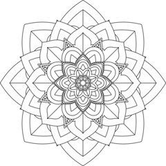 Easy Mandala coloring book simple and basic for beginners, seniors and children. Set of Mehndi flower pattern for Henna drawing and tattoo. Decoration in ethnic oriental, Indian style.