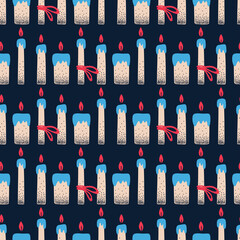 Seamless vector pattern with candles and bows