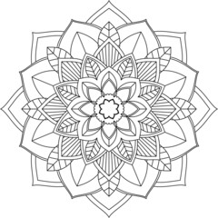 Easy Mandala coloring book simple and basic for beginners, seniors and children. Set of Mehndi flower pattern for Henna drawing and tattoo. Decoration in ethnic oriental, Indian style.