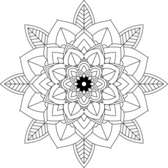 Easy Mandala coloring book simple and basic for beginners, seniors and children. Set of Mehndi flower pattern for Henna drawing and tattoo. Decoration in ethnic oriental, Indian style.