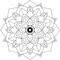 Easy Mandala coloring book simple and basic for beginners, seniors and children. Set of Mehndi flower pattern for Henna drawing and tattoo. Decoration in ethnic oriental, Indian style.