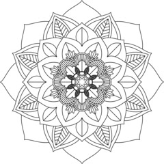 Easy Mandala coloring book simple and basic for beginners, seniors and children. Set of Mehndi flower pattern for Henna drawing and tattoo. Decoration in ethnic oriental, Indian style.