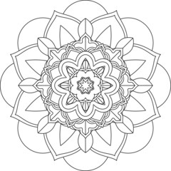 Easy Mandala coloring book simple and basic for beginners, seniors and children. Set of Mehndi flower pattern for Henna drawing and tattoo. Decoration in ethnic oriental, Indian style.