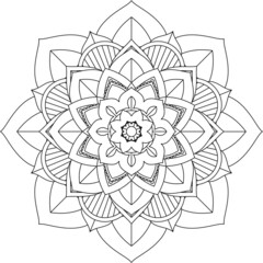 Easy Mandala coloring book simple and basic for beginners, seniors and children. Set of Mehndi flower pattern for Henna drawing and tattoo. Decoration in ethnic oriental, Indian style.