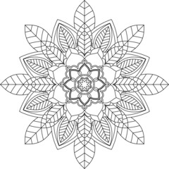 Easy Mandala coloring book simple and basic for beginners, seniors and children. Set of Mehndi flower pattern for Henna drawing and tattoo. Decoration in ethnic oriental, Indian style.