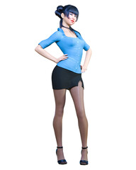 Fototapeta premium Beautiful woman black short mini skirt.