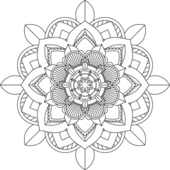 Easy Mandala coloring book simple and basic for beginners, seniors and children. Set of Mehndi flower pattern for Henna drawing and tattoo. Decoration in ethnic oriental, Indian style.