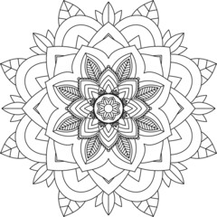 Easy Mandala coloring book simple and basic for beginners, seniors and children. Set of Mehndi flower pattern for Henna drawing and tattoo. Decoration in ethnic oriental, Indian style.