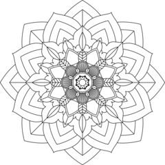 Easy Mandala coloring book simple and basic for beginners, seniors and children. Set of Mehndi flower pattern for Henna drawing and tattoo. Decoration in ethnic oriental, Indian style.