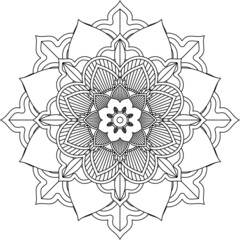 Easy Mandala coloring book simple and basic for beginners, seniors and children. Set of Mehndi flower pattern for Henna drawing and tattoo. Decoration in ethnic oriental, Indian style.