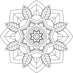 Easy Mandala coloring book simple and basic for beginners, seniors and children. Set of Mehndi flower pattern for Henna drawing and tattoo. Decoration in ethnic oriental, Indian style.