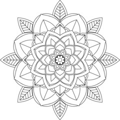 Easy Mandala coloring book simple and basic for beginners, seniors and children. Set of Mehndi flower pattern for Henna drawing and tattoo. Decoration in ethnic oriental, Indian style.
