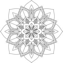 Easy Mandala coloring book simple and basic for beginners, seniors and children. Set of Mehndi flower pattern for Henna drawing and tattoo. Decoration in ethnic oriental, Indian style.