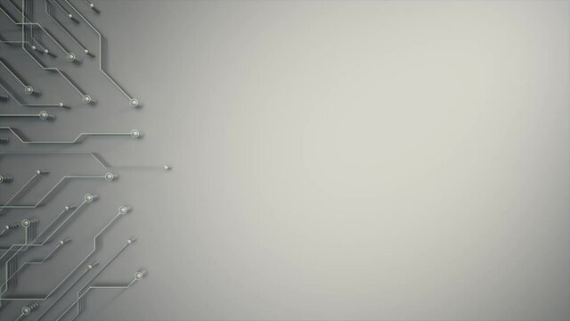 Abstract White Technology Chipset Motherboard Animation/ 4k animation of an abstract computer motherboard chipset technology background with golden texture and glowing autofill reveal effect