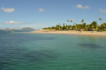 The picture perfect beaches of the paradise islands on St Kitts And Nevis in the Caribbean Ocean