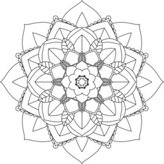 Easy Mandala coloring book simple and basic for beginners, seniors and children. Set of Mehndi flower pattern for Henna drawing and tattoo. Decoration in ethnic oriental, Indian style.