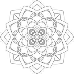 Easy Mandala coloring book simple and basic for beginners, seniors and children. Set of Mehndi flower pattern for Henna drawing and tattoo. Decoration in ethnic oriental, Indian style.