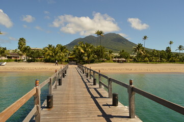 The picture perfect beaches of the paradise islands on St Kitts And Nevis in the Caribbean Ocean