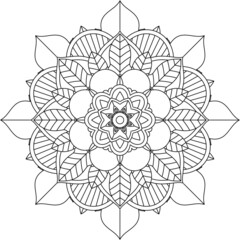 Easy Mandala coloring book simple and basic for beginners, seniors and children. Set of Mehndi flower pattern for Henna drawing and tattoo. Decoration in ethnic oriental, Indian style.