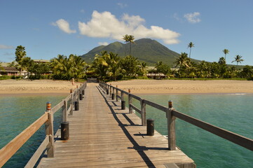 The picture perfect beaches of the paradise islands on St Kitts And Nevis in the Caribbean Ocean