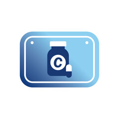 pills jar in road sign gradient style icon vector design
