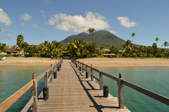 The picture perfect beaches of the paradise islands on St Kitts And Nevis in the Caribbean Ocean