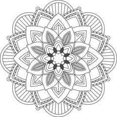Easy Mandala coloring book simple and basic for beginners, seniors and children. Set of Mehndi flower pattern for Henna drawing and tattoo. Decoration in ethnic oriental, Indian style.