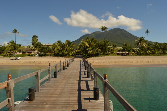 The picture perfect beaches of the paradise islands on St Kitts And Nevis in the Caribbean Ocean