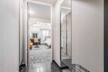 Corridor to the room at the modern condominium