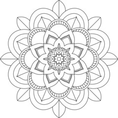 Easy Mandala coloring book simple and basic for beginners, seniors and children. Set of Mehndi flower pattern for Henna drawing and tattoo. Decoration in ethnic oriental, Indian style.
