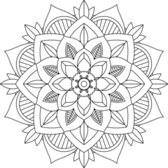 Easy Mandala coloring book simple and basic for beginners, seniors and children. Set of Mehndi flower pattern for Henna drawing and tattoo. Decoration in ethnic oriental, Indian style.