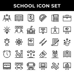 school icon set include graduation,study,certificate,creativity,discuss,school,award,education,book,clock,laboratory,studying,calculator,ruler,certificate,eraser,science