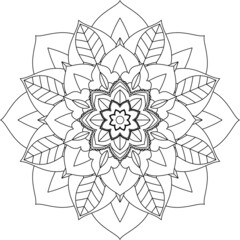 Easy Mandala coloring book simple and basic for beginners, seniors and children. Set of Mehndi flower pattern for Henna drawing and tattoo. Decoration in ethnic oriental, Indian style.