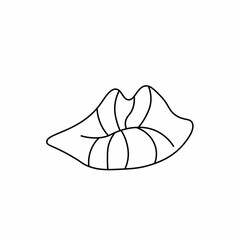 Vector contoured lips with black line.Romantic body part decorating doodle style.Graphic hand draw element for Valentine's Day.Design for social networks,posters,cards,web.