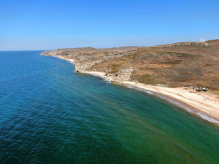 Fototapeta na wymiar Azov sea lagoon coastline aerial lanscape view