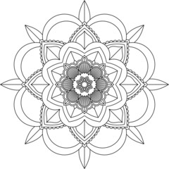 Easy Mandala coloring book simple and basic for beginners, seniors and children. Set of Mehndi flower pattern for Henna drawing and tattoo. Decoration in ethnic oriental, Indian style.