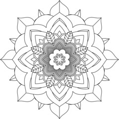 Easy Mandala coloring book simple and basic for beginners, seniors and children. Set of Mehndi flower pattern for Henna drawing and tattoo. Decoration in ethnic oriental, Indian style.