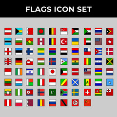flags country icon set include austria,bahrain,canada,england,finland,germany,greenland,indonesia,japan,italy,palestine,singapore,russia,turkey