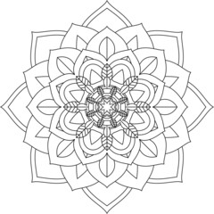 Easy Mandala coloring book simple and basic for beginners, seniors and children. Set of Mehndi flower pattern for Henna drawing and tattoo. Decoration in ethnic oriental, Indian style.