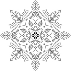 Easy Mandala coloring book simple and basic for beginners, seniors and children. Set of Mehndi flower pattern for Henna drawing and tattoo. Decoration in ethnic oriental, Indian style.