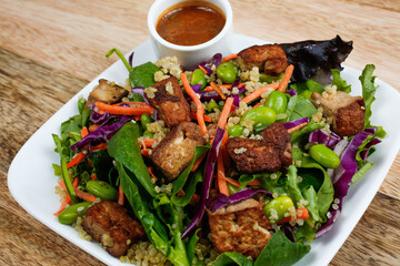 Fried vegetables on a plate. in addition to herbs and seasonings Premium Photo
