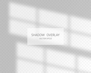 Shadow overlay effect. Natural shadows from window isolated on transparent background. Vector illustration. 