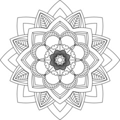 Easy Mandala coloring book simple and basic for beginners, seniors and children. Set of Mehndi flower pattern for Henna drawing and tattoo. Decoration in ethnic oriental, Indian style.