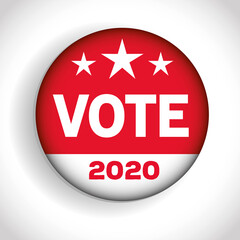Presidential election usa vote 2020 button with stars vector design